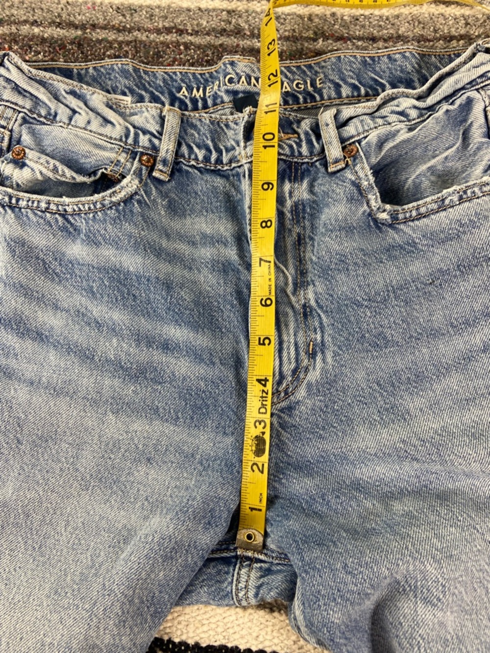 American Eagle Super High Rise Wide Leg Baggy Jeans Distressed 8 X-Long - Picture 6 of 14